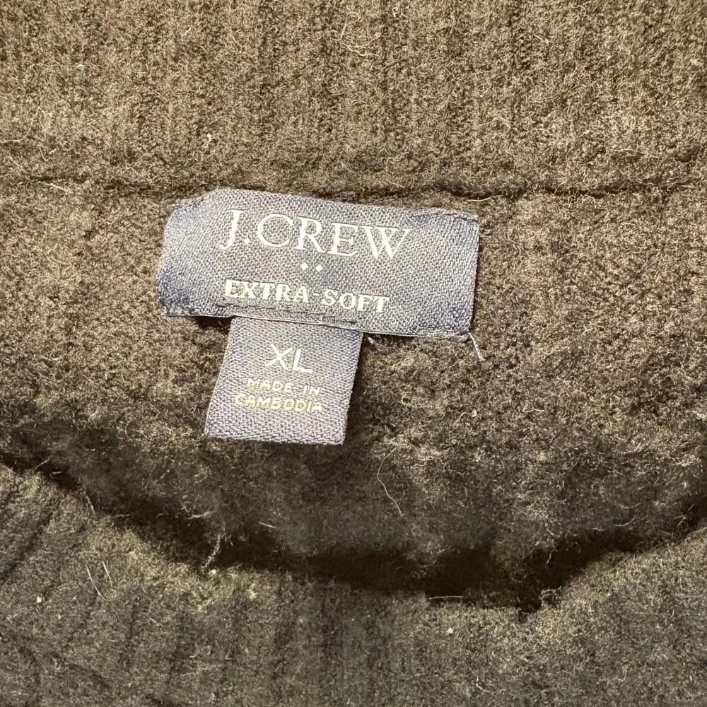 J.Crew Extra Soft Cable Knit Sweater Mens XL Black Crewneck Wool‎ Blend Pullover